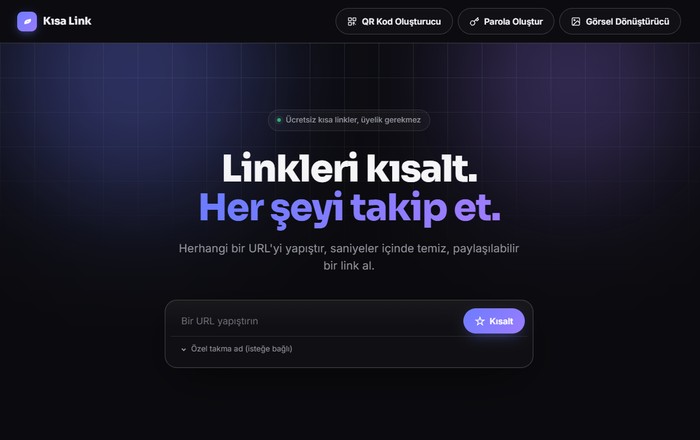 Kısa Link — ana ekran