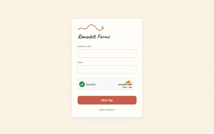 Remedolt Forms — giriş ekranı