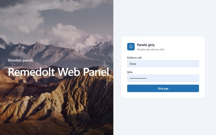 Remedolt Web Panel — giriş ekranı